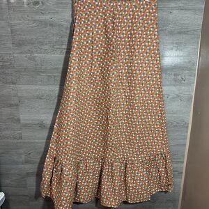 Vintage Tan, Blue, Red, and White Prairie Skirt